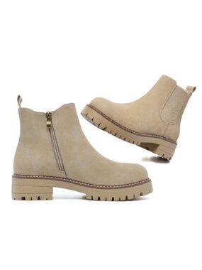 Chelsea Ankle Boots Faux Suede Lug Sole Side Zipper Platform Women's